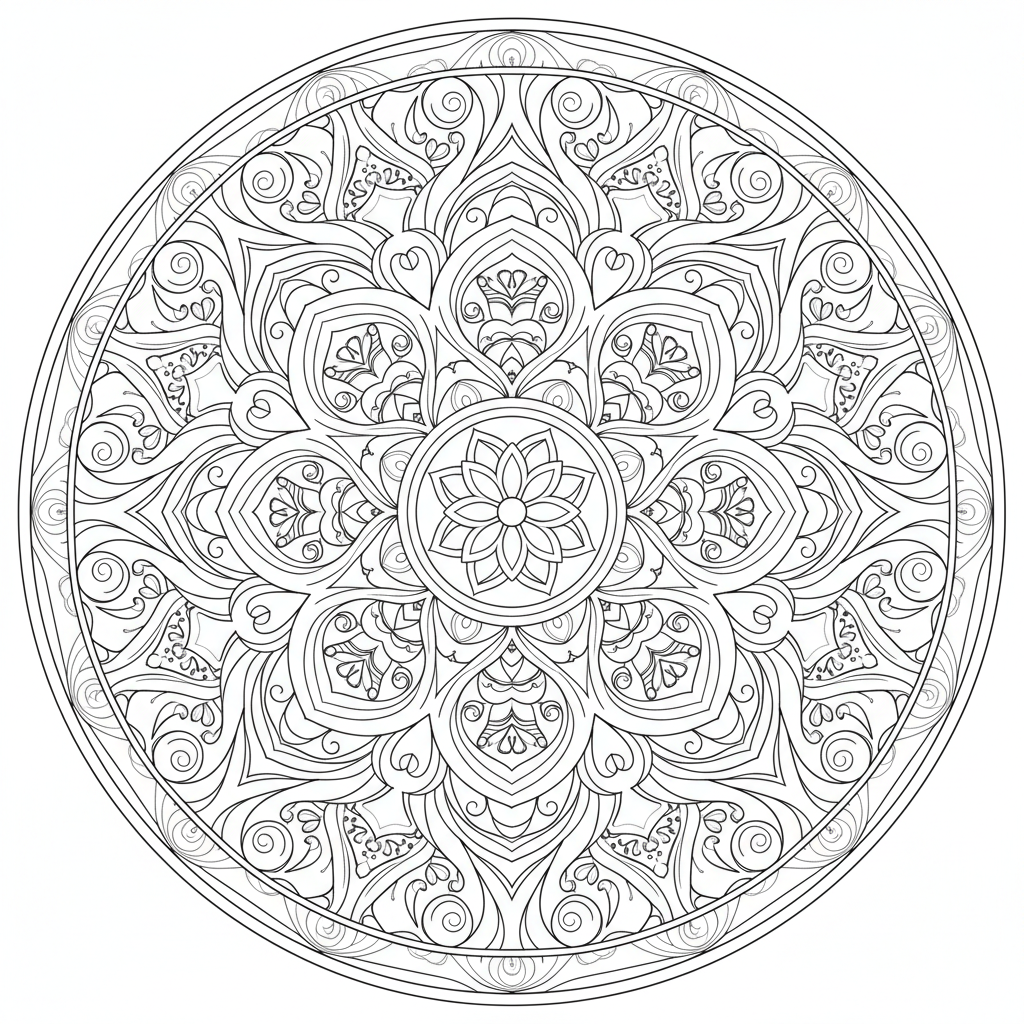 symmetrical zen inspired mandala uses coloring page