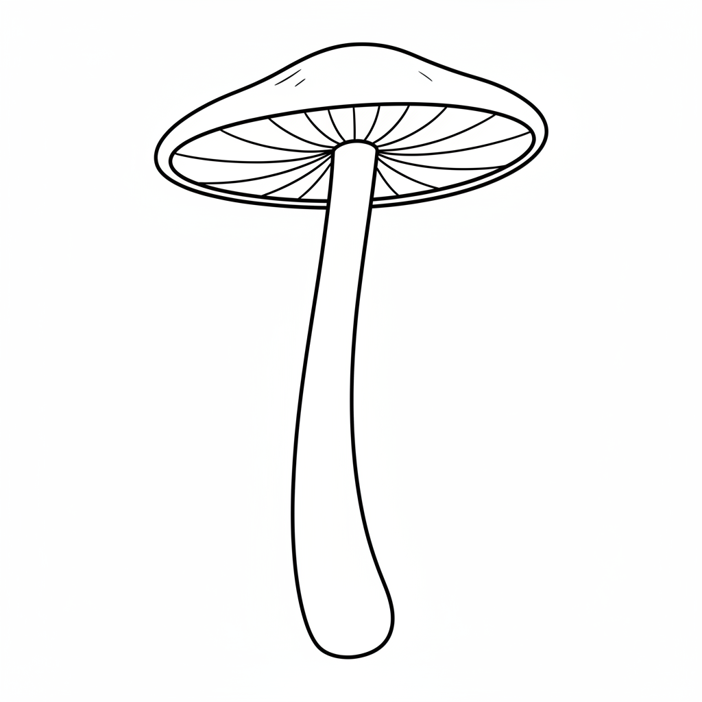 tall slender mushroom with flat coloring page