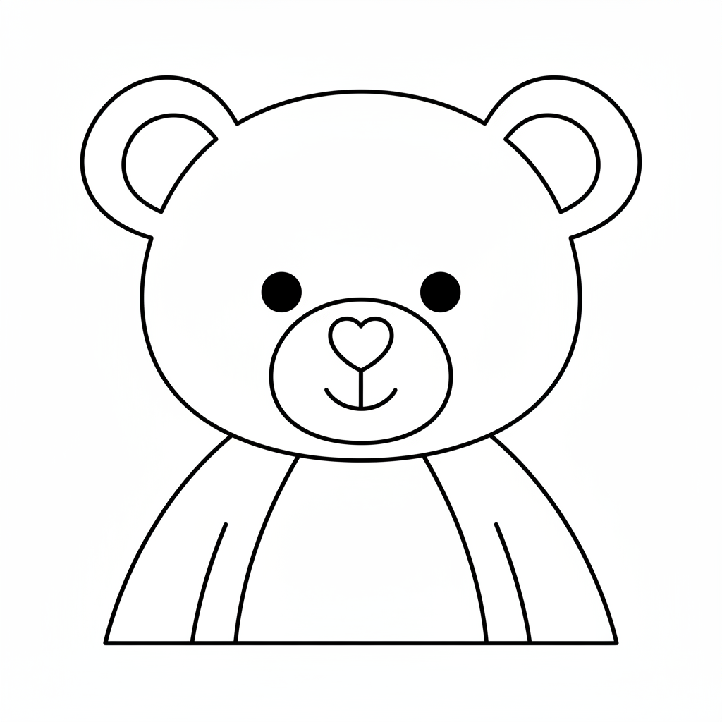 teddy bear face upper body coloring page