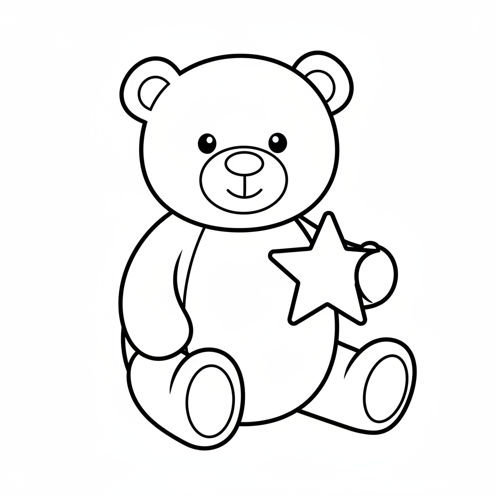 teddy bear in sitting pose coloring page