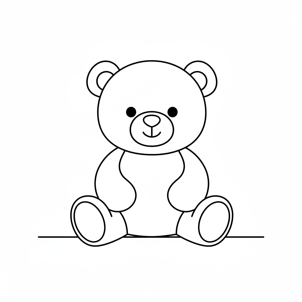 teddy bear sitting on flat coloring page