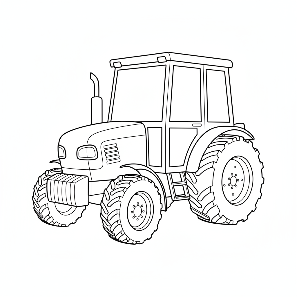 tractor with fully enclosed cab coloring page