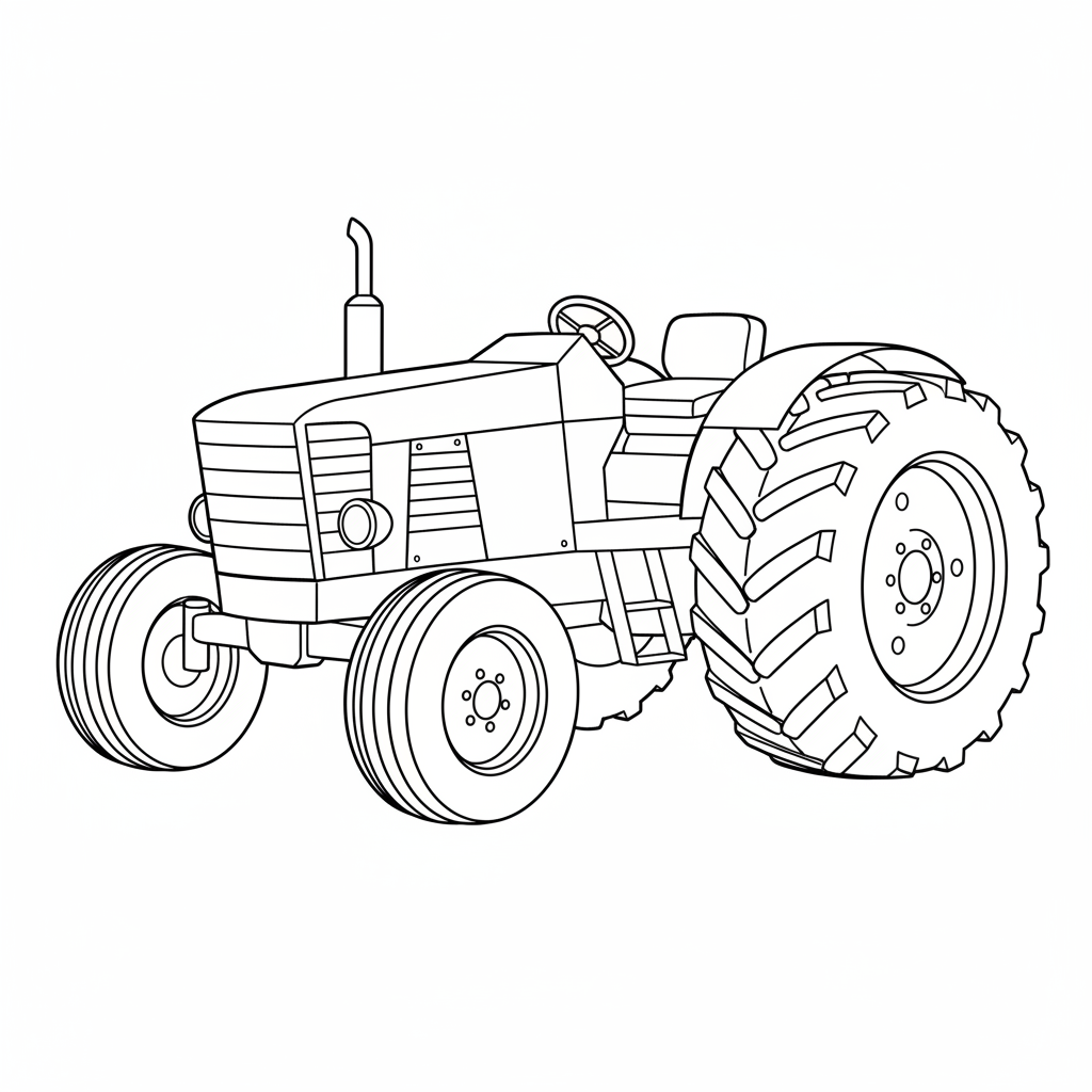 tractor with notably large rear coloring page