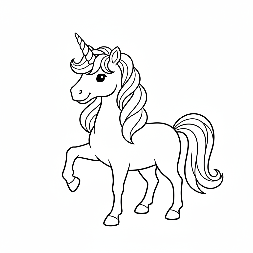 unicorn in playful pose perhaps coloring page