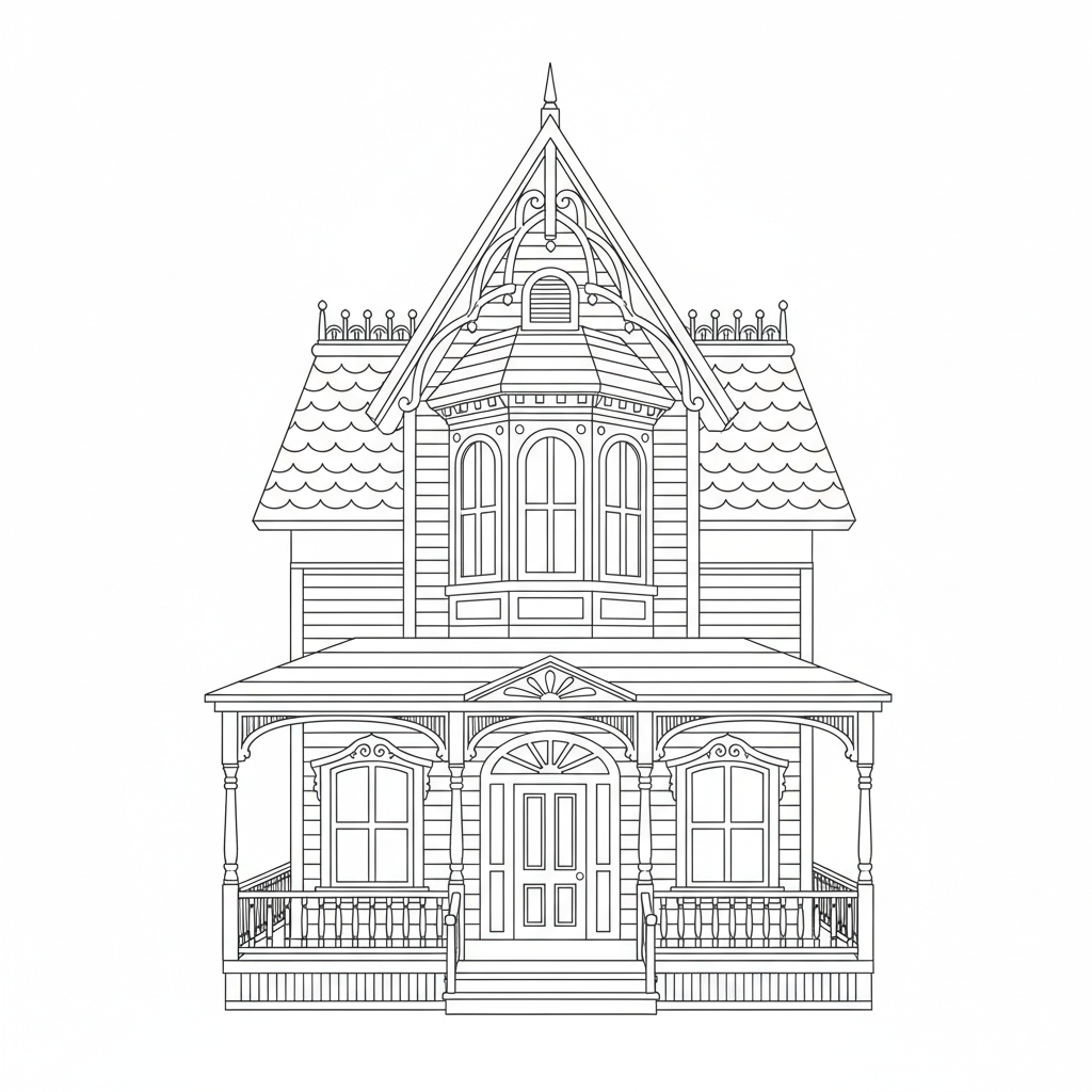 victorian dollhouse s features steep coloring page