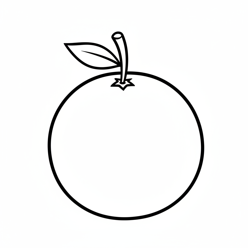 whole orange with stem leaf coloring page