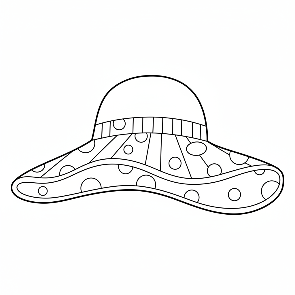 wide brimmed sun hat hat coloring page
